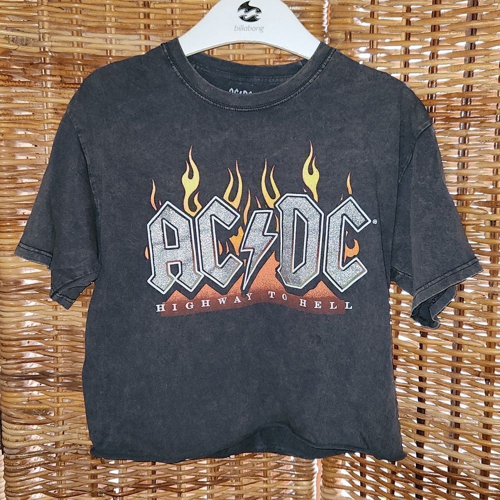 AC/DC Crop Top Shirt Glitter L